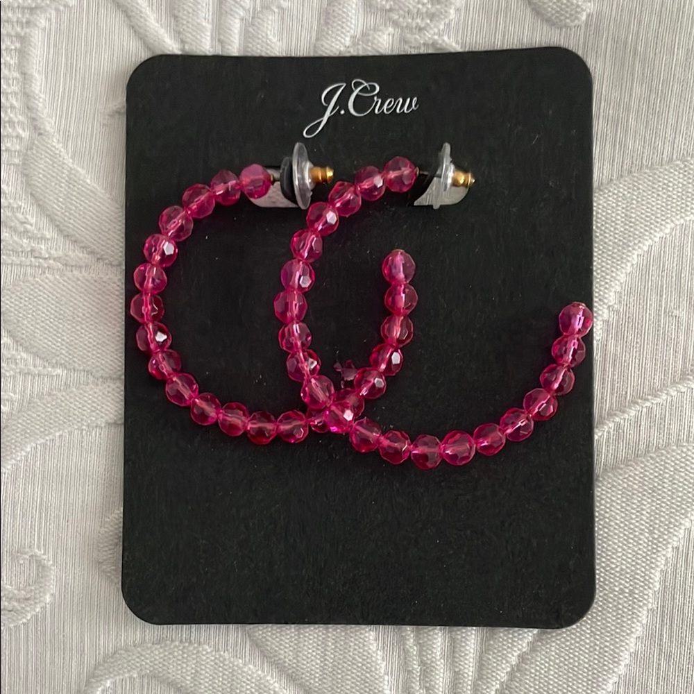 J. Crew Pink Faceted Hoop Earrings